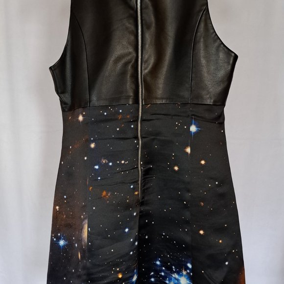 CHRISTOPHER KANE Celestial Combo dress Sz 12 or ~M-L SILK & LEATHER Connoisseurs - Picture 6 of 13